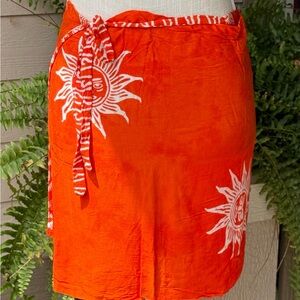 Orange Sun Print Women's Swim Sarong